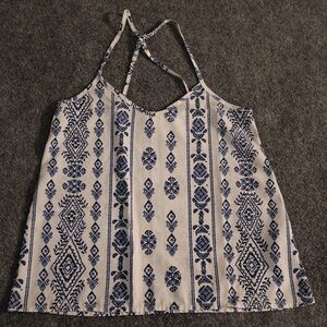 Hollister Navy and White Patterned Camisole